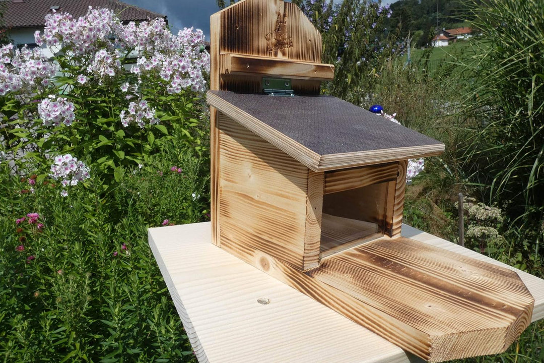 Eichhörnchen Futterhaus Futterstation Witterungsbeständig geflammt FutterautomatMade in Germany (Bay