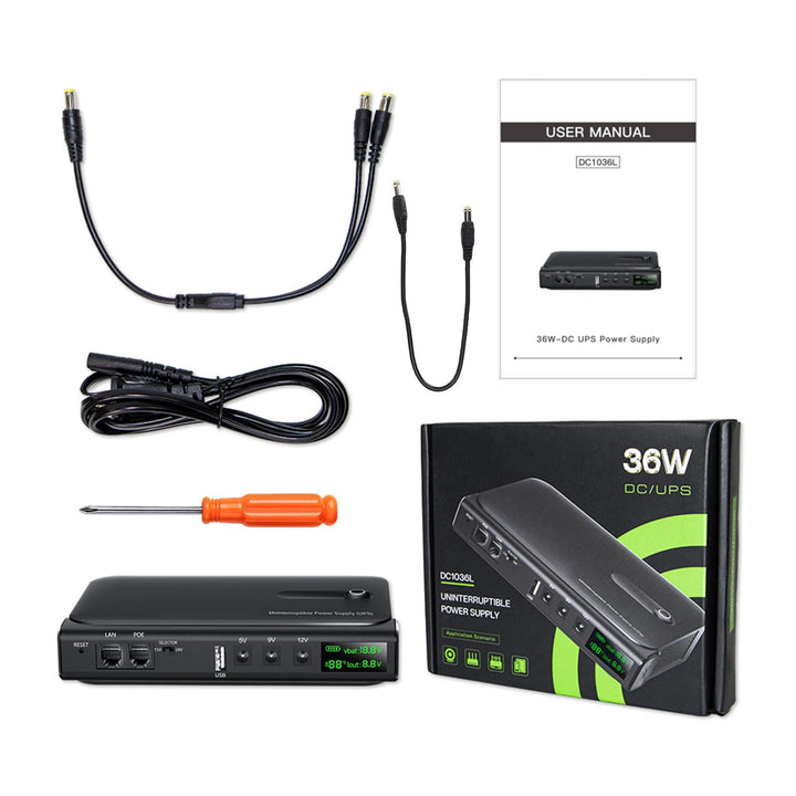 Fafeicy 36 W Unterbrechungsfreie Stromversorgung DC1036L USV-Notstromversorgung mit LED-Anzeige, Meh