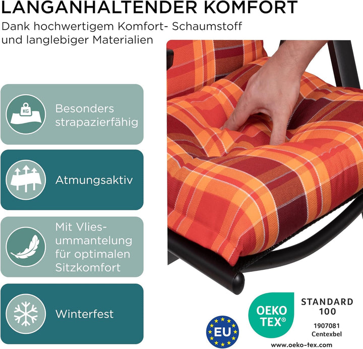 Gartenstuhlauflagen Hochlehner mit Kopfteil I Extra Dicke Sitzauflagen I Made in EU I Polsterauflage