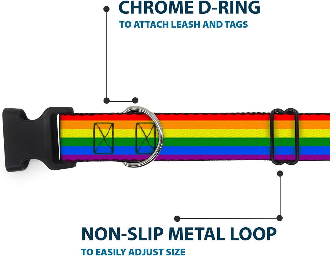 Buckle-Down PC-W30693-WM Flag Gay Pride Rainbow Plastic Clip Collar, Wide Medium/16-23 1.5" Wide - F