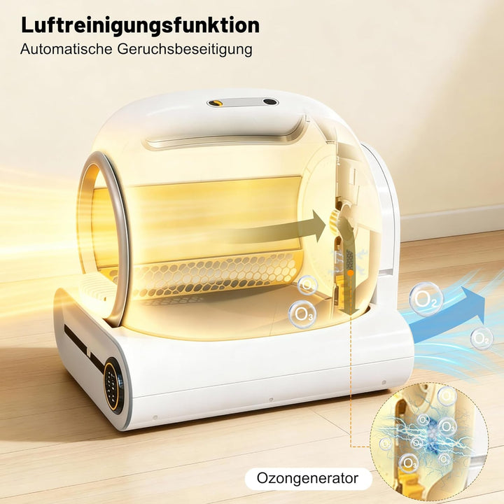 Merax Selbstreinigende Katzentoilette, Automatisches Katzenklo, APP-Steuerung/65L Max Kapazität/Infr