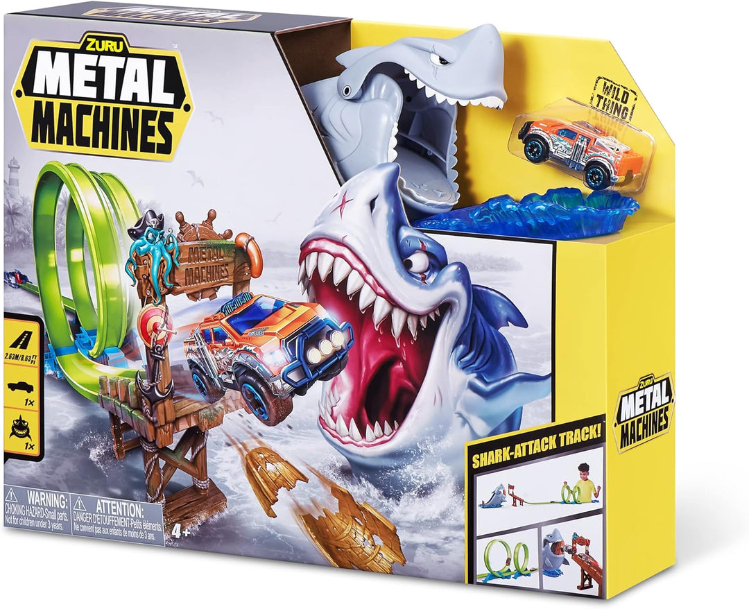 Metal Machines Spielset Haiangriff Rennbahn + Auto