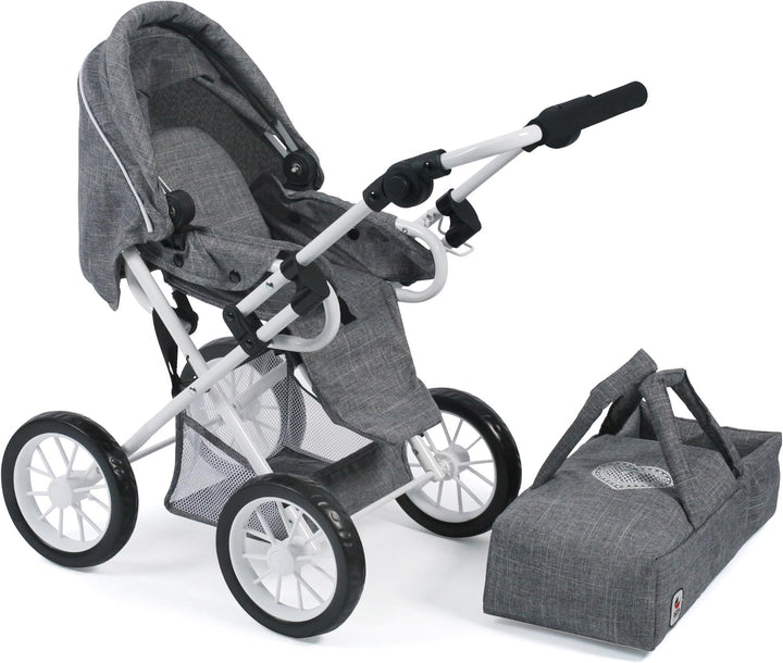 Bayer Chic 2000 - Puppenwagen Leni, 2in1 Kombipuppenwagen mit herausnehmbarer Tragetasche, Jeans gra