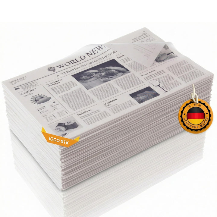 1000 Stück Einschlagpapier aus Pergament-Ersatz weiss 1/8 Bogen 40g/m² Tablett-Unterlage, 1000