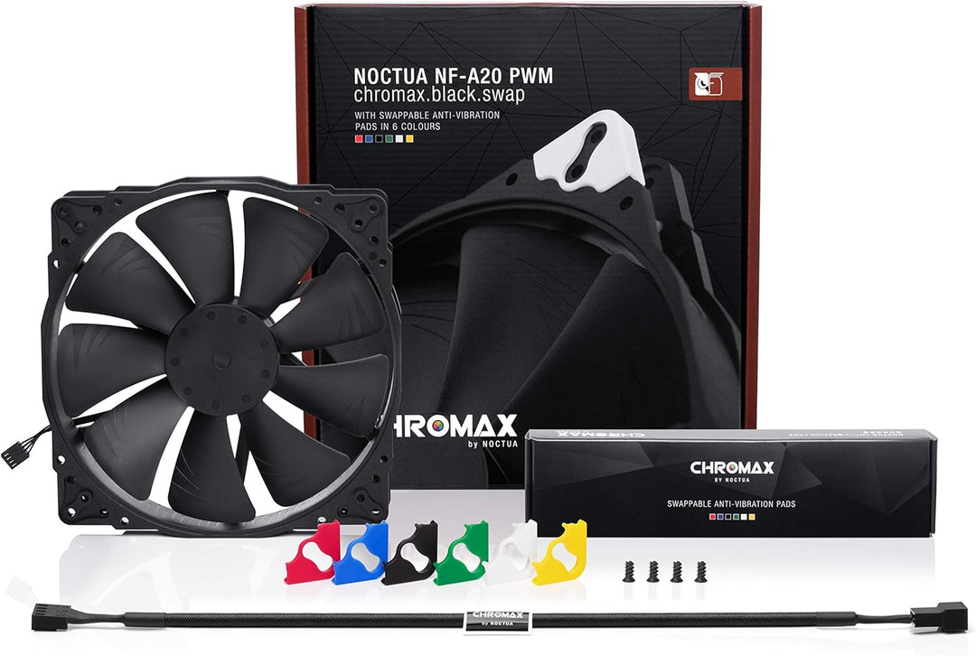Noctua NF-A20 PWM chromax.black.swap, Leiser Premium-Lüfter, 4-Pin (200x30mm, Schwarz)