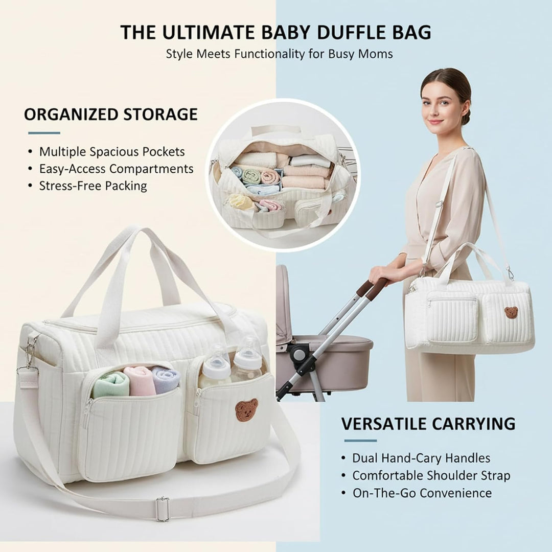 Baby-Wickeltaschen mit Wickelstation, Mama-Baby-Reisetasche – gesteppte Wickeltasche mit grossem Fas