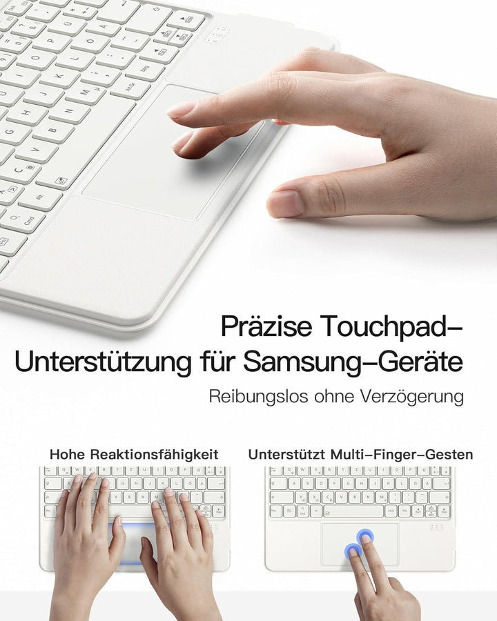 Inateck Hülle mit Tastatur für Samsung Galaxy Tab S10 FE/S9 FE/S9,Tastatur für Tablet Hoch-/Querform