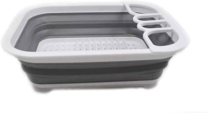 SAMMART 7.5L Collapsible Dish Drainer - Foldable Drying Rack Set - Portable Dinnerware Organizer - S