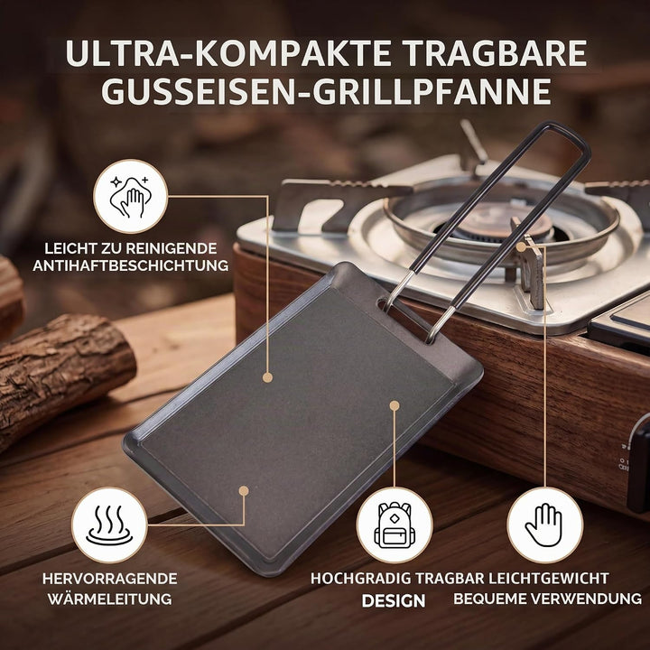 Mini-Grillplatte, Eisen, Tragbar, Kompakt, Leicht zu Reinigen, BBQ-Grillpfanne für Camping zu Hause