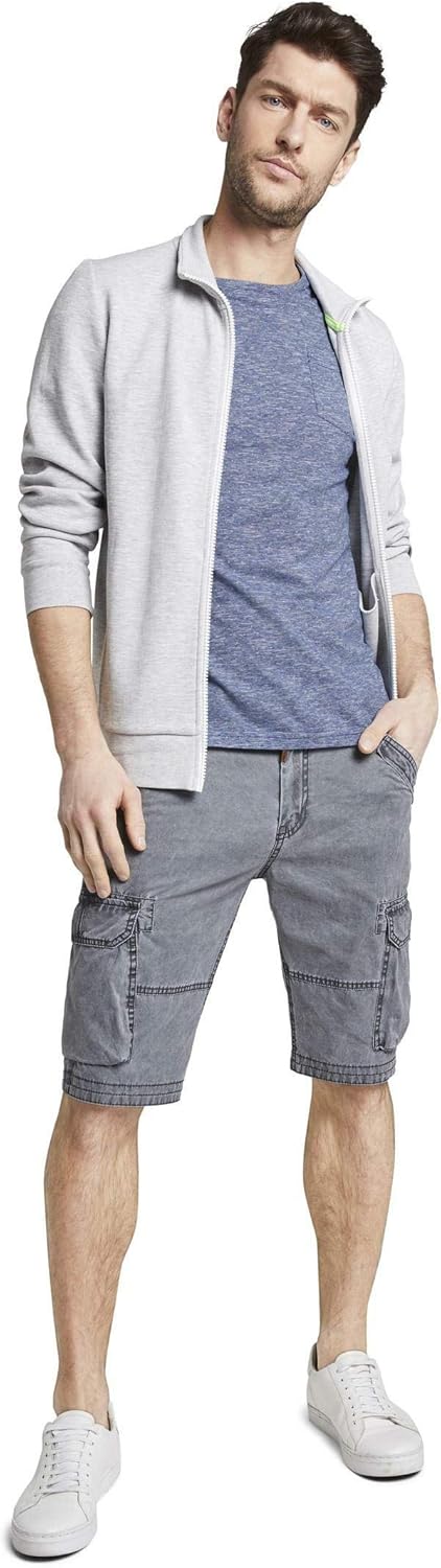 TOM TAILOR Herren T-Shirts/Tops Strukturiertes T-Shirt mit Brusttasche Blue dot Structure,M,23393,60