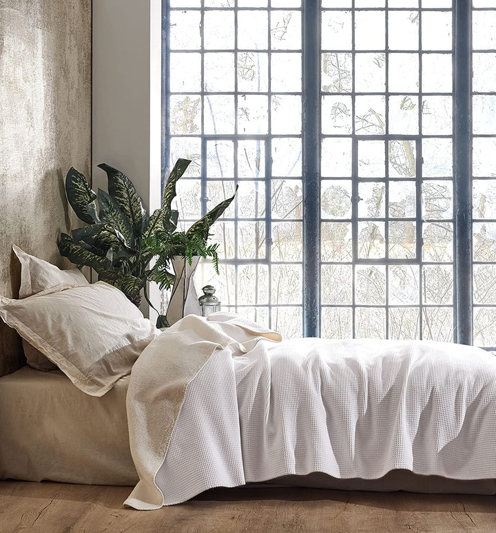 BOHORIA® Kuscheldecke Soft Waffle 130x170cm | Winterdecke flauschig für Sofa, Sessel & Bett | Baum-W