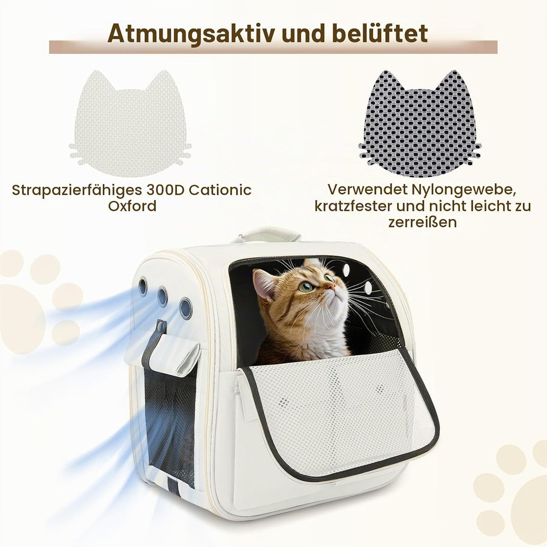 Haustier Rucksack für Katzen &amp; Kleine Hunde,Atmungsaktiver Tragbare Katzenrucksack mit Sichtfenster,