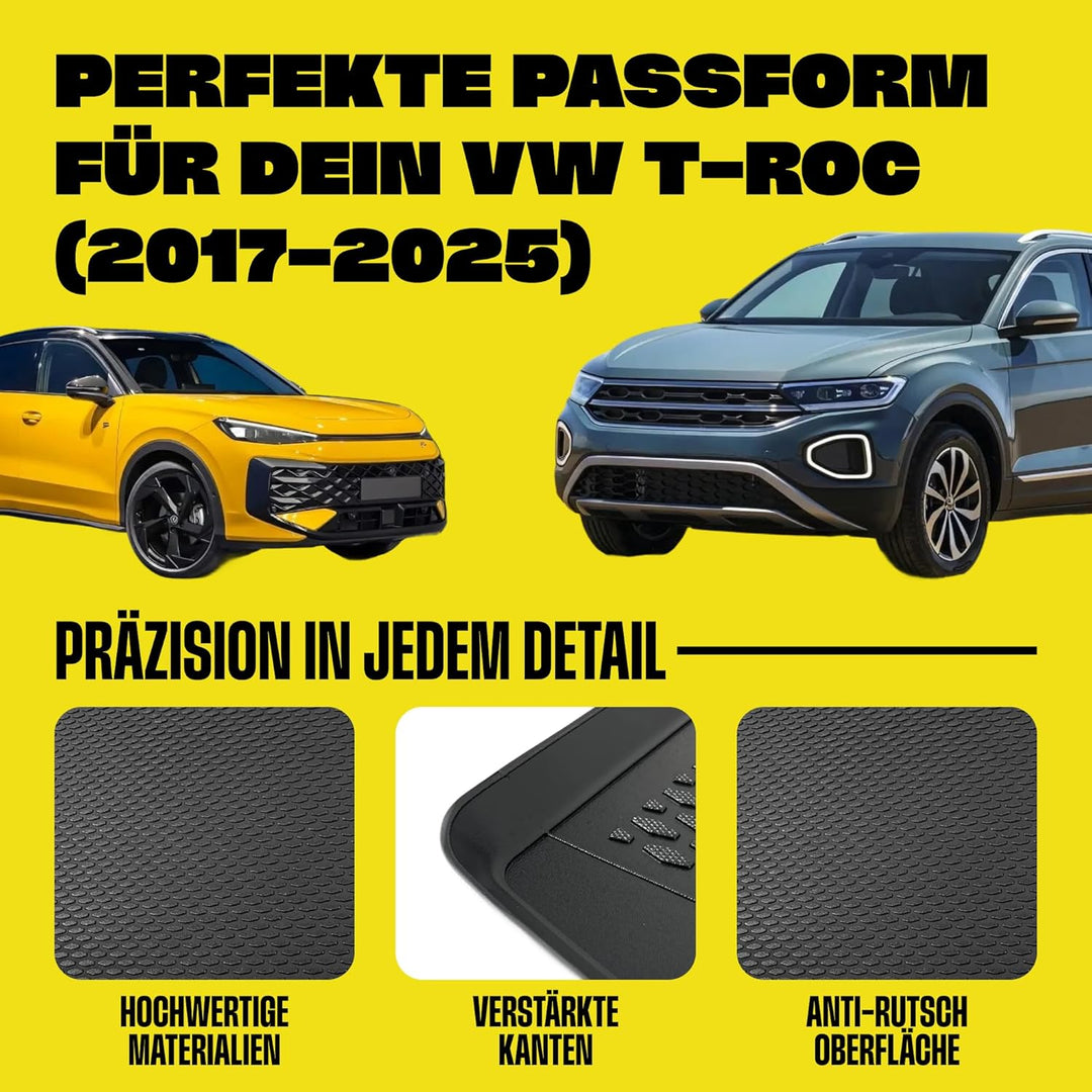 Gama Kofferraum Schutzmatte Kompatibel Mit Volkswagen T-ROC 2017-2025 Zubehör — Schwarz Gummimatte K