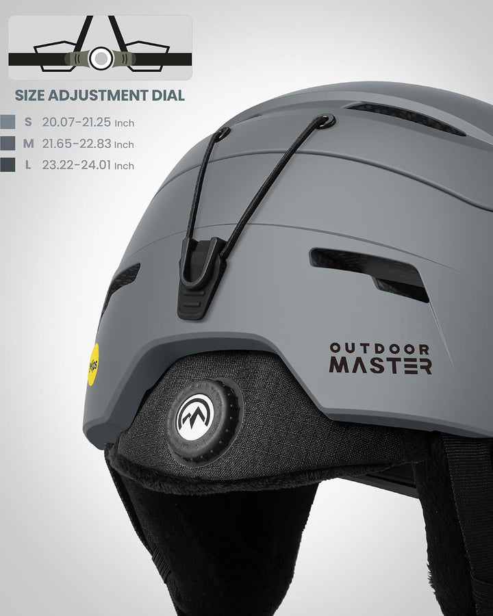 OutdoorMaster ELK MIPS Skihelm - Schneesporthelm Snowboardhelm für Männer Frauen &amp; Jugend Mattes Gra