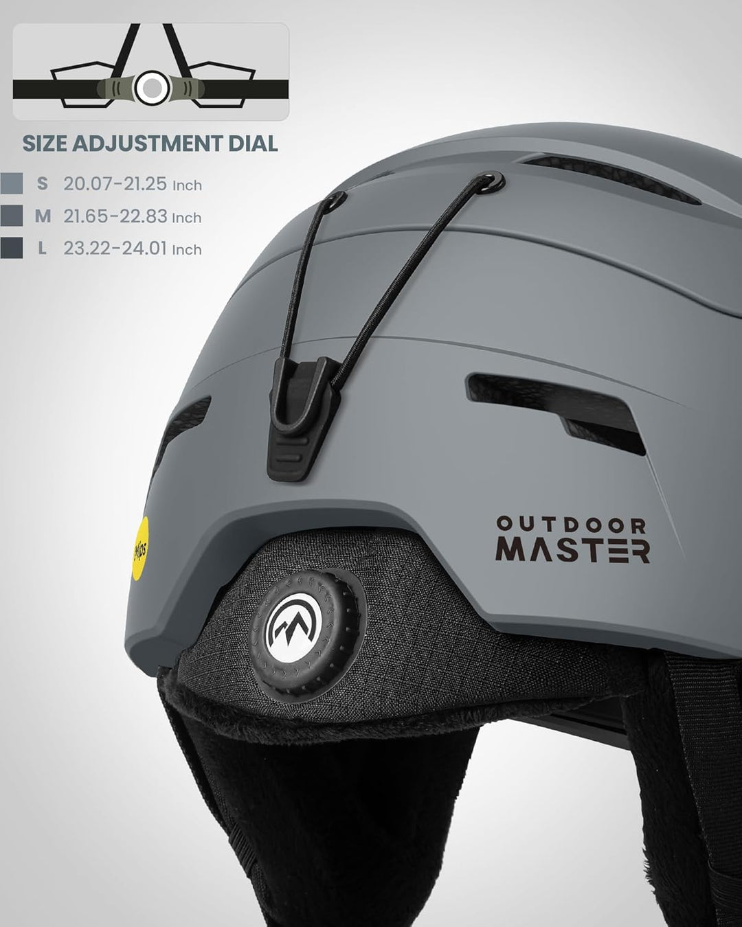 OutdoorMaster ELK MIPS Skihelm - Schneesporthelm Snowboardhelm für Männer Frauen & Jugend Mattes Gra
