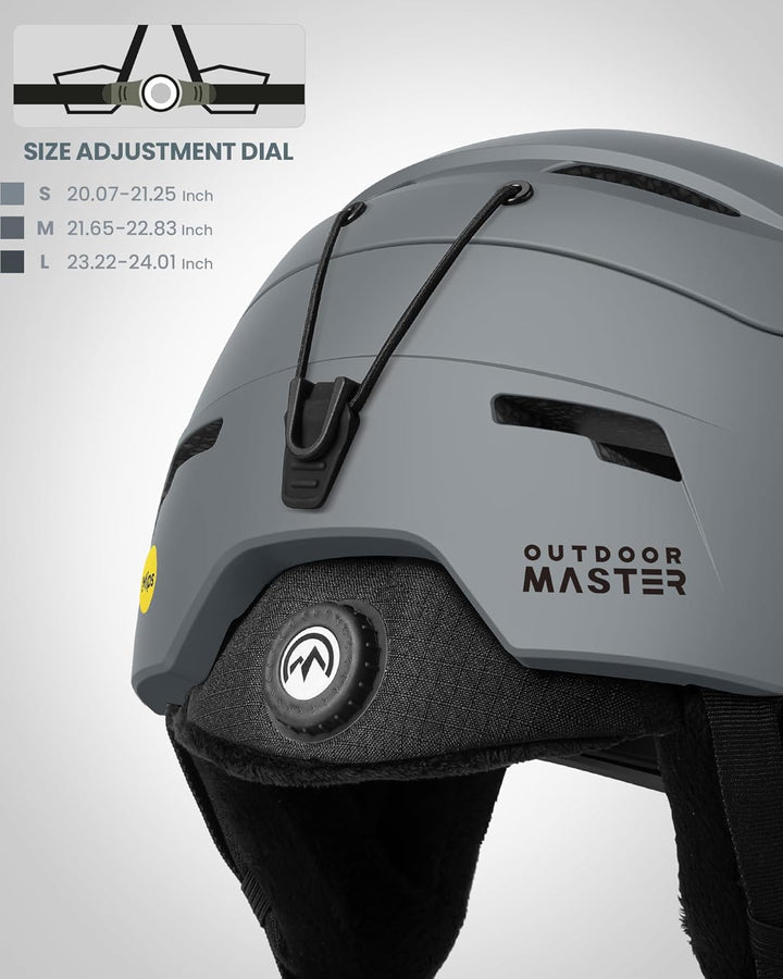 OutdoorMaster ELK MIPS Skihelm - Schneesporthelm Snowboardhelm für Männer Frauen & Jugend Mattes Gra