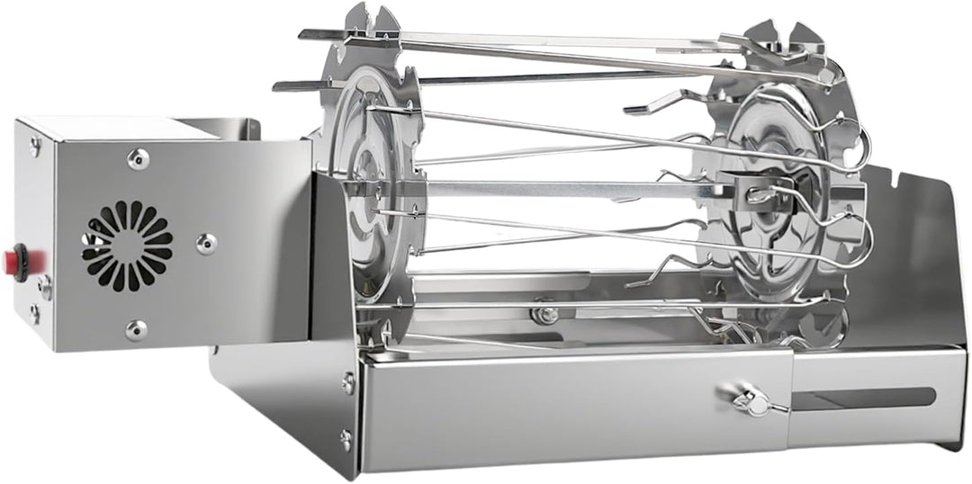 Nikou Drehbar Grillspiess System Rotisserie Nadel, Automatischer BBQ-Drehgrill Kebab Automat Edelsta