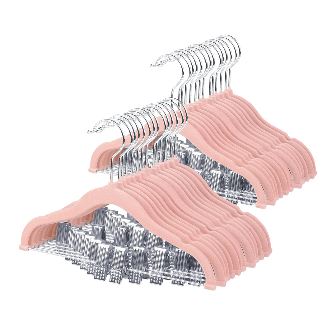 ManGotree Kinder-Rockbügel, 28 Pack Baby-Samtbügel mit beweglichen Clips, rutschfeste Hosenbügel, 30