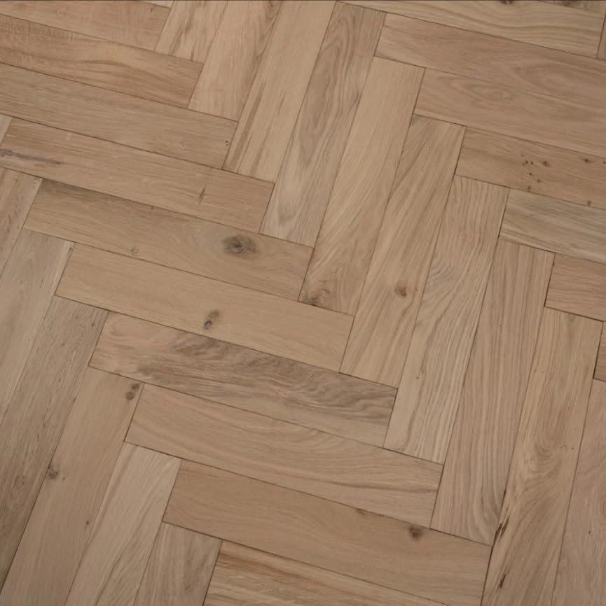 Eiche Parkett Fischgrät Naturbelassen, 14 mm x 125 mm × 600 mm, Nutzschicht 3 mm, hochwertiger Holzf