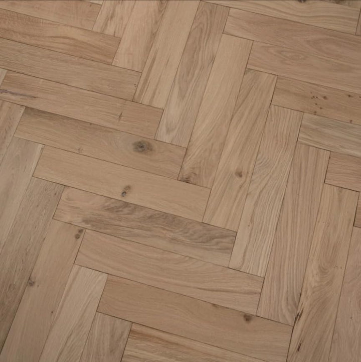 Eiche Parkett Fischgrät Naturbelassen, 14 mm x 125 mm × 600 mm, Nutzschicht 3 mm, hochwertiger Holzf