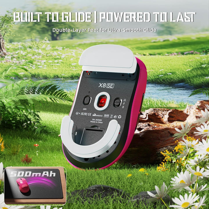ATTACK SHARK X8SE Kabellose Gaming-Maus, 55g Ultraleicht, PAW3311 Sensor, BK52820 Chip, 25.000 DPI,