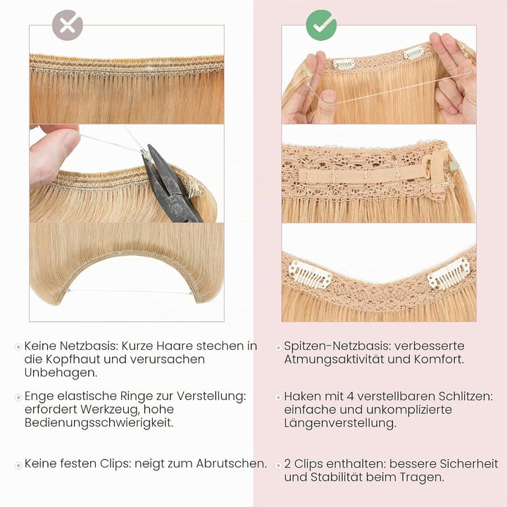 Extensions Echthaar mit transparenter Schnur, Silk-co Wire in ExtensionsBlond 65g, Secrets Hair Exte