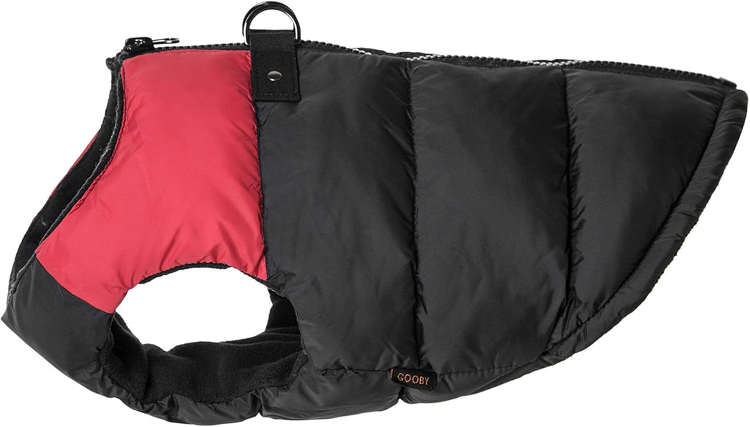 Gooby - Gepolsterte Weste, Hundejacke, Mantel, Pullover mit Reissverschluss und Leinen-Ring, Rot, Gr