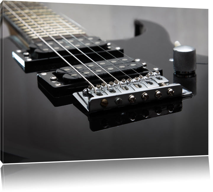 Pixxprint Black E-Guitar, Format: 100x70 auf Leinwand, XXL riesige Bilder fertig gerahmt mit Keilrah