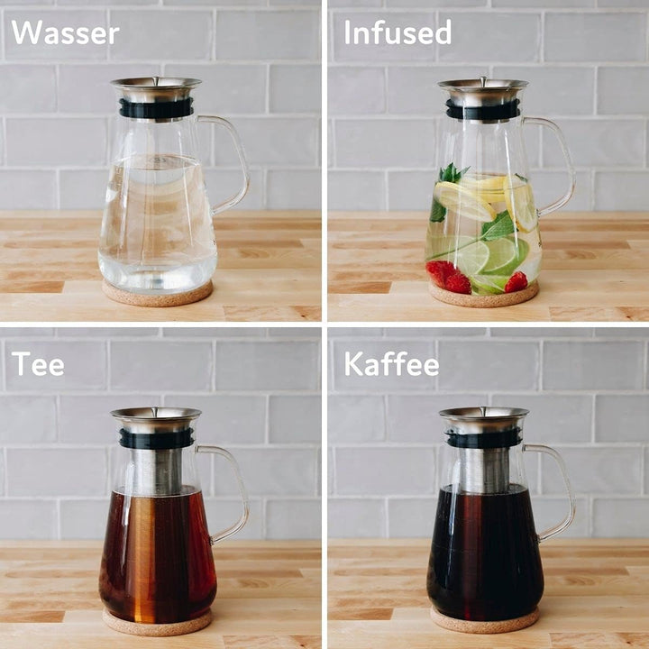 buntfink MultiPitcher 3-in-1 Kaffeebereiter für Cold Brew Coffee | Glaskaraffe 1,5 L | Wasserkaraffe
