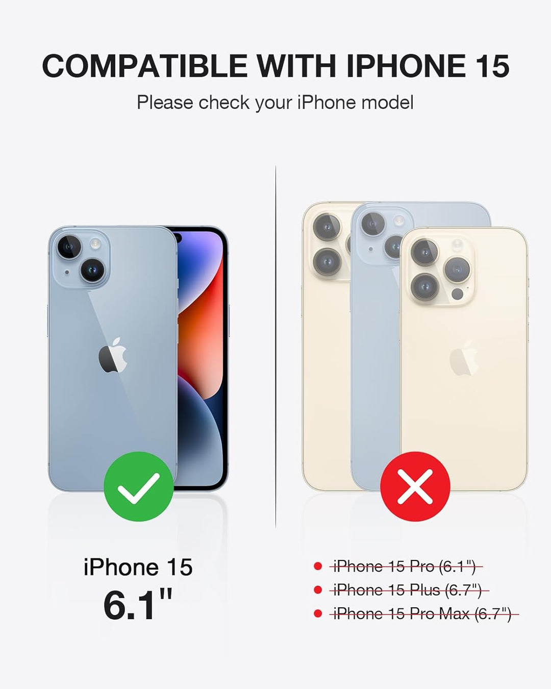 OCASE iPhone 15 Hülle(2in1) Leder Stossfestes Case [Abnehmbare magnetische Hülle] [Kabelloses Laden]