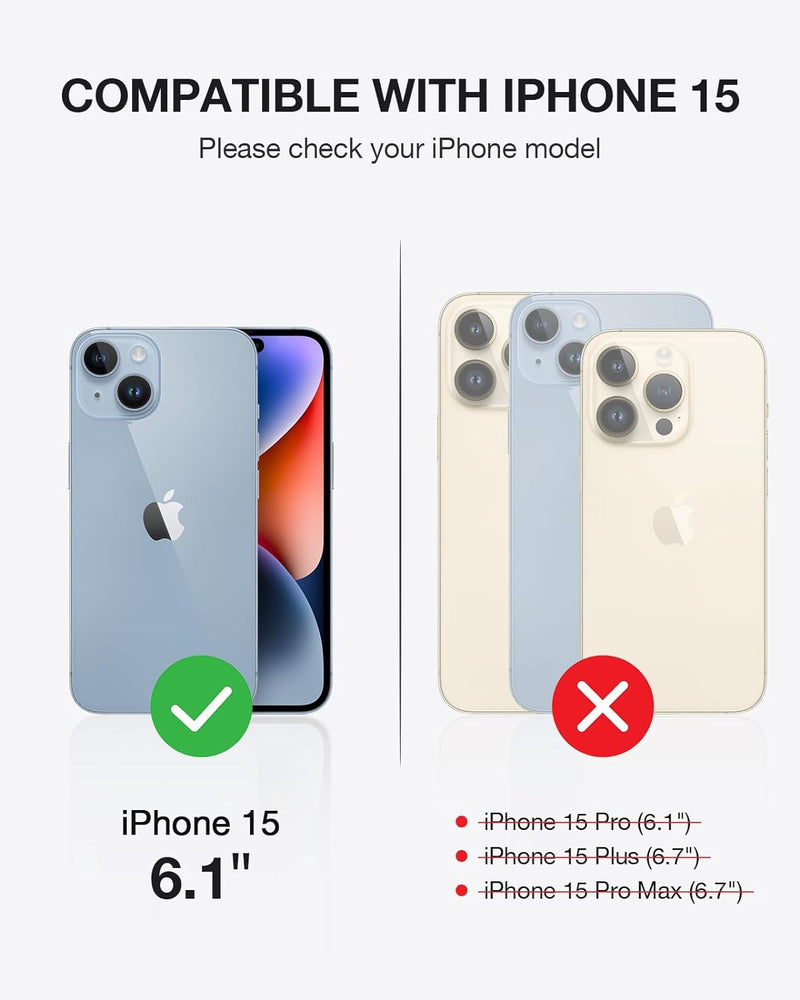 OCASE iPhone 15 Hülle(2in1) Leder Stossfestes Case [Abnehmbare magnetische Hülle] [Kabelloses Laden]