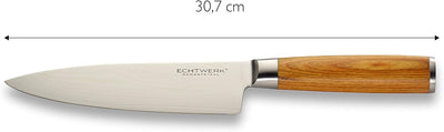 Echtwerk Damastmesser Set 3 teilig, Küchenmesser, Damaszener, Messer mit Holzgriff, Braun/Silber, 36