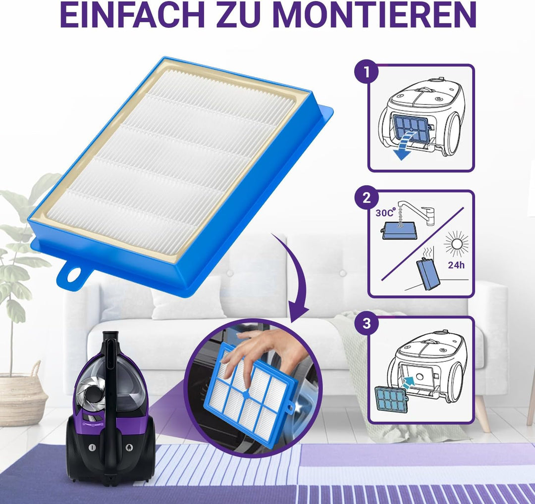 Viоks.pro 2x Filter für Staubsauger Ersatz für AEG Filter HEPA13 AFS1W AEF13W 900167768/2 & Philiрs