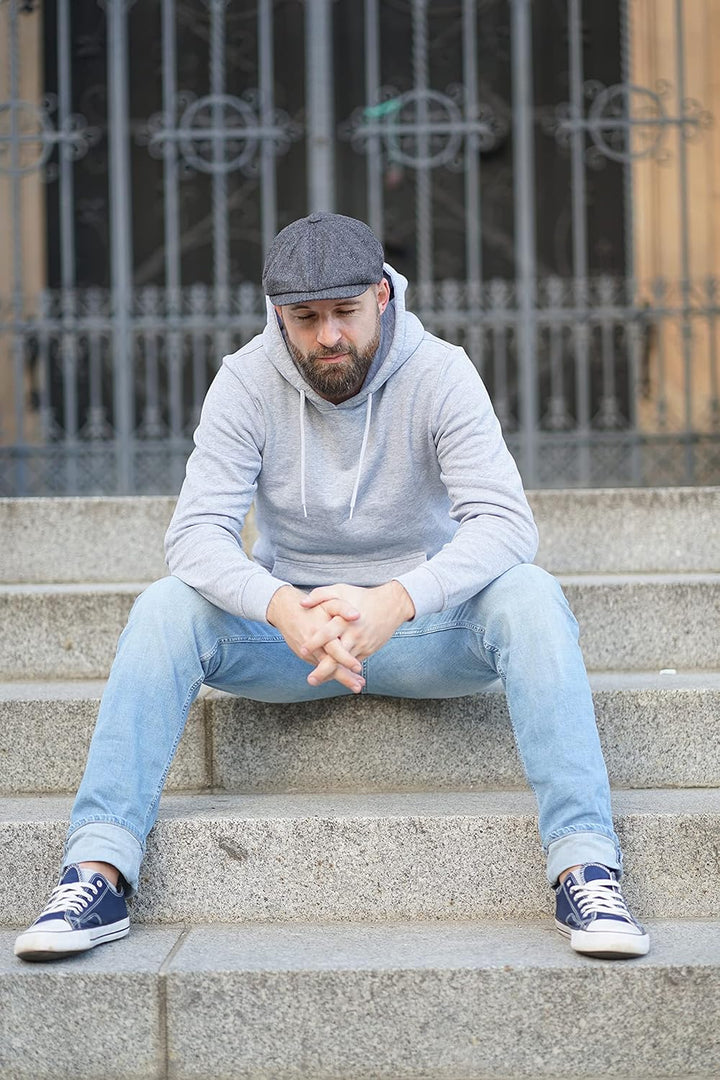 Schiebermütze Herren – Schirmmütze Flatcap Herrenmütze mit Schirm – Fischgrät - Mütze mit Baumwollfu