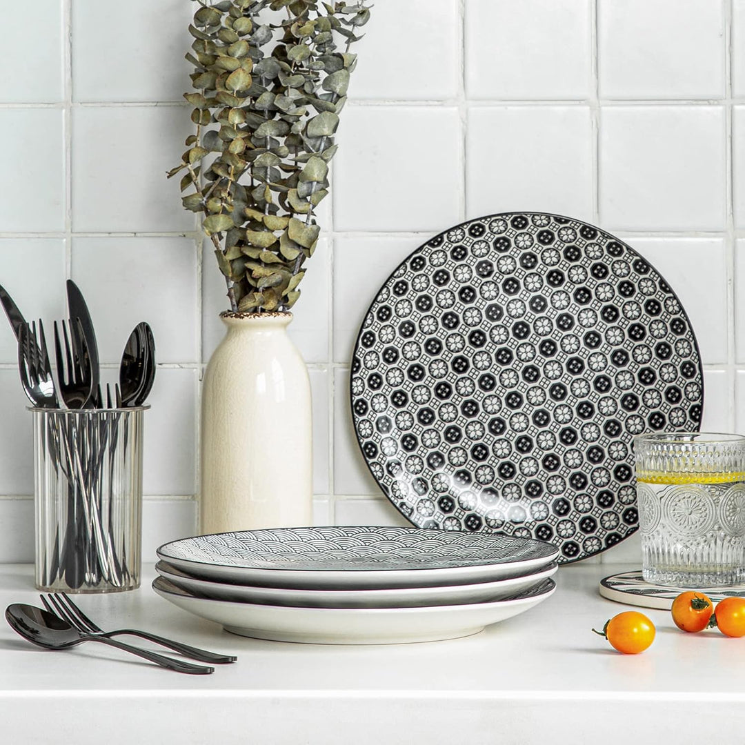 vancasso Haruka Porzellan Speiseteller, 4-teilig Teller Set, Ø 27 cm Grosse Flachteller 4-teilig Spe