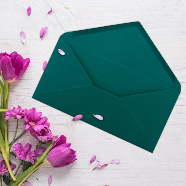 250 Brief-Umschläge Petrol DIN Lang - 110 x 220 mm (11 x 22 cm) - Nassklebung ohne Fenster - Ideal f