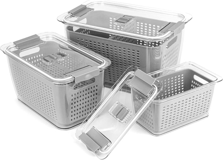 Spesh Frischhaltedosen Set Kühlschrank Organizer Vorratsdosen 3er-Set (2L+4L+5.8L) Kunststoff Kühlsc
