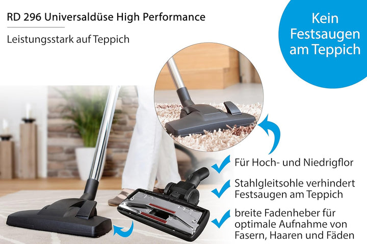 Wessel Werk RD 296 Staubsaugerdüse Universal Bodendüse für Hartboden und Teppich | ideal für Energie