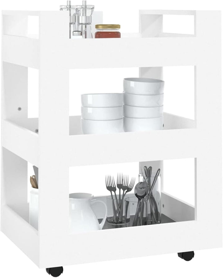 BaraSh Küchenwagen Weiss 60x45x80 cm Holzwerkstoff Rollwagen Weiss Servierwagen Outdoor Kitchen Isla