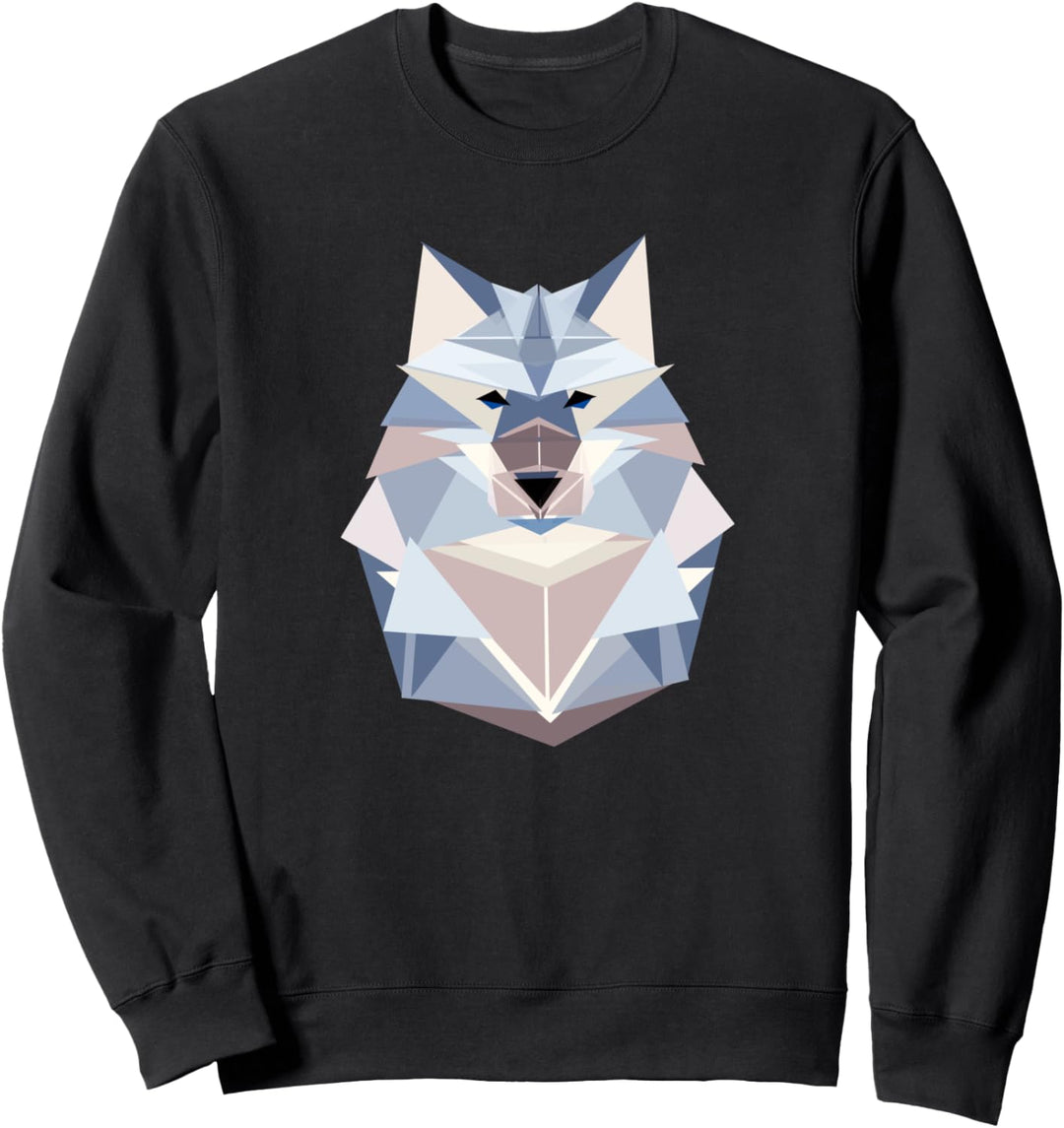 Wolf Polygon Geometrie Wald Tier Minimalismus Dreieck Muster Sweatshirt