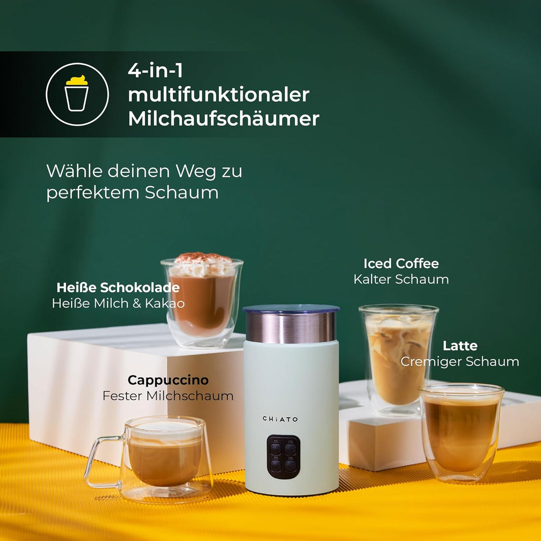 milkPLAY Milchaufschäumer Elektrisch & Milchschäumer - 4- in-1 Milk Frother, Milchkocher & Milchwärm