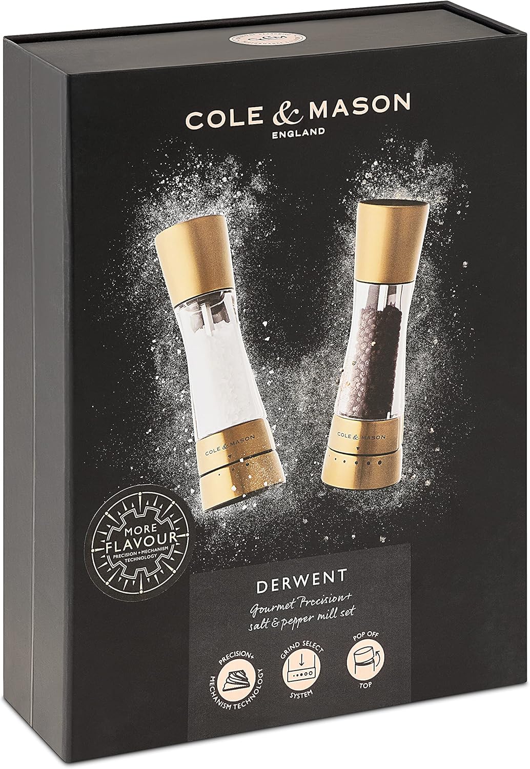 Cole & Mason H332017 Derwent Salz und Pfeffer Mühle Set (Gold) / Cole & Mason H611928CS Dover Edelst
