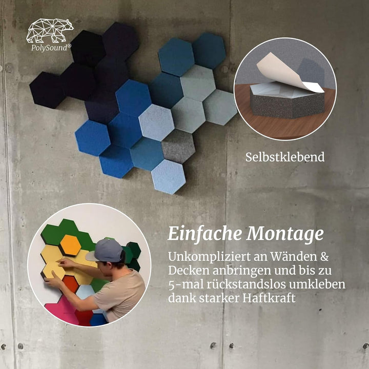 PolySound® ECO Akustikpaneele selbstklebend - Minimalistic Marvel - Extra Schalldämmung durch αw 0,9