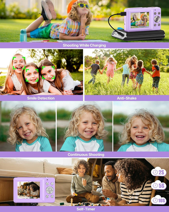 Digitalkamera 1080P Fotokamera 44MP Kamera Fotoapparat Tragbare Kompaktkamera mit 2,4" LCD Bildschir