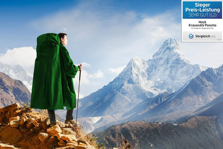 HOCK Regenponcho Wandern 'Kraxen AS' mit Rucksack Regenschutz – Herren & Damen Regencape Atmungsakti