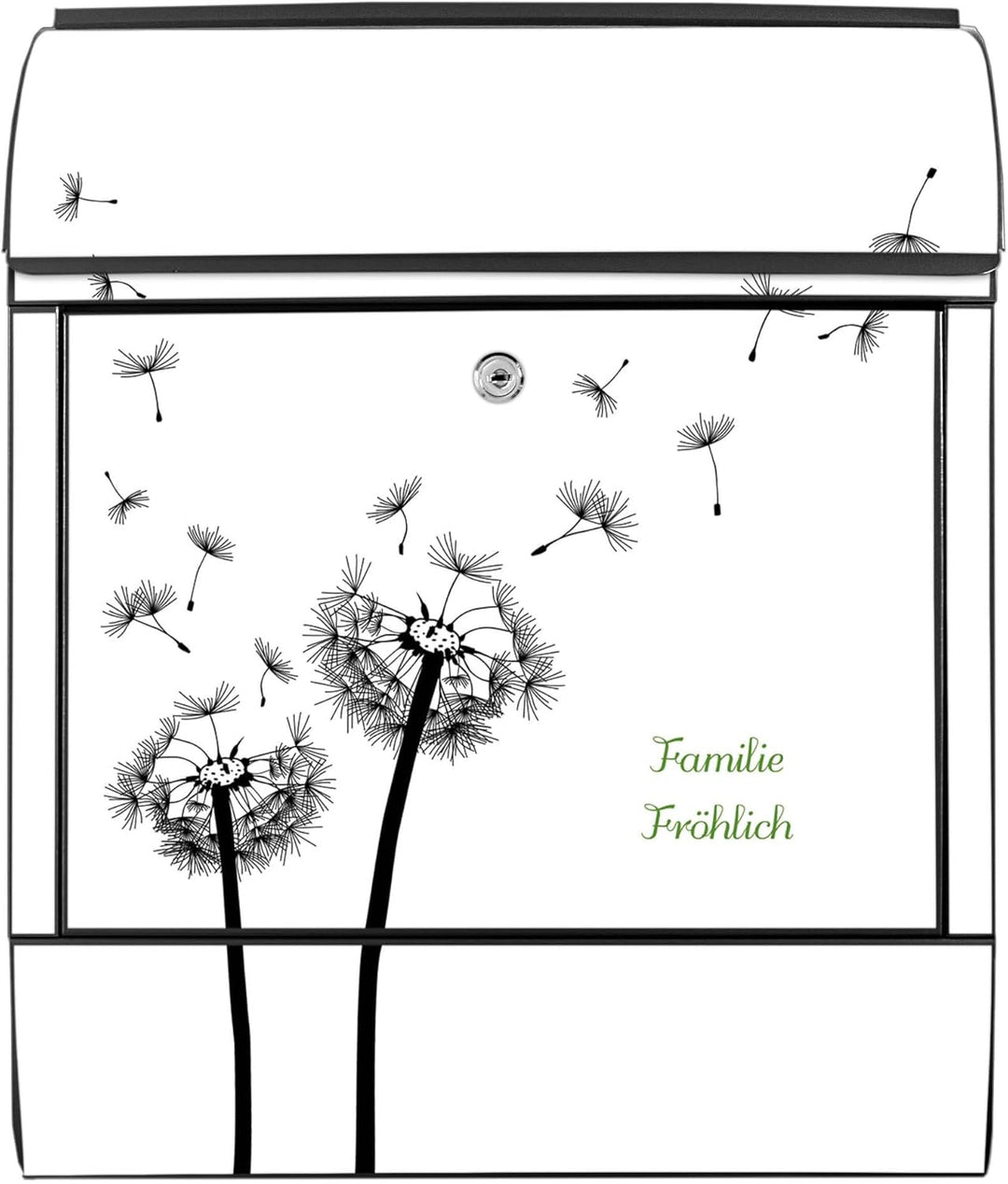 banjado® Design Briefkasten personalisiert mit Motiv Pusteblume 2 39x47x14cm & 2 Schlüssel - Briefka