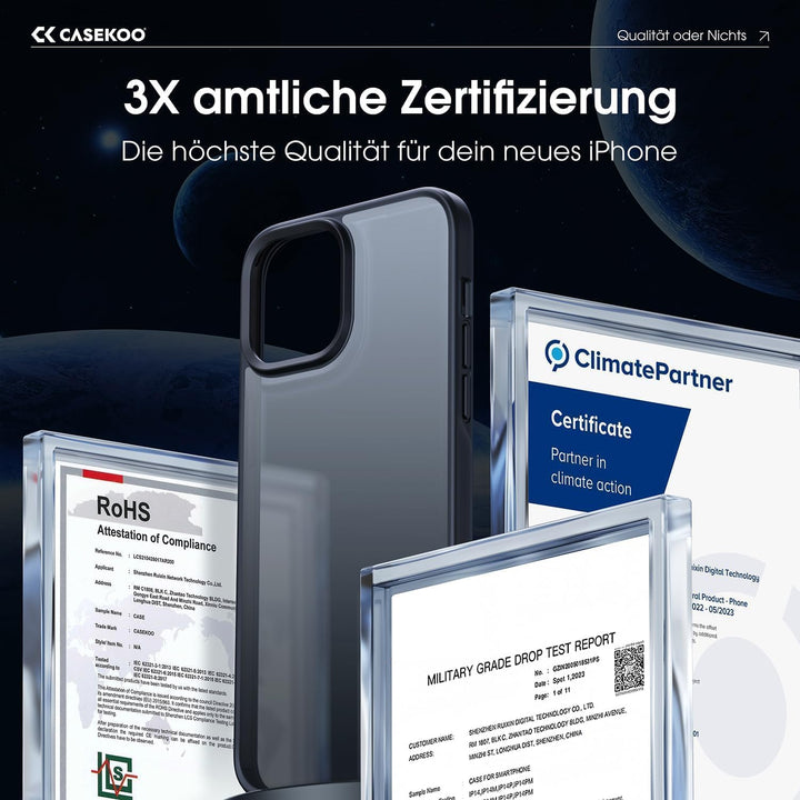 CASEKOO Matt Power für iPhone 15 Hülle [TOP Militärschutz] Stossfeste Kratzfeste Schutzhülle (Anti-F