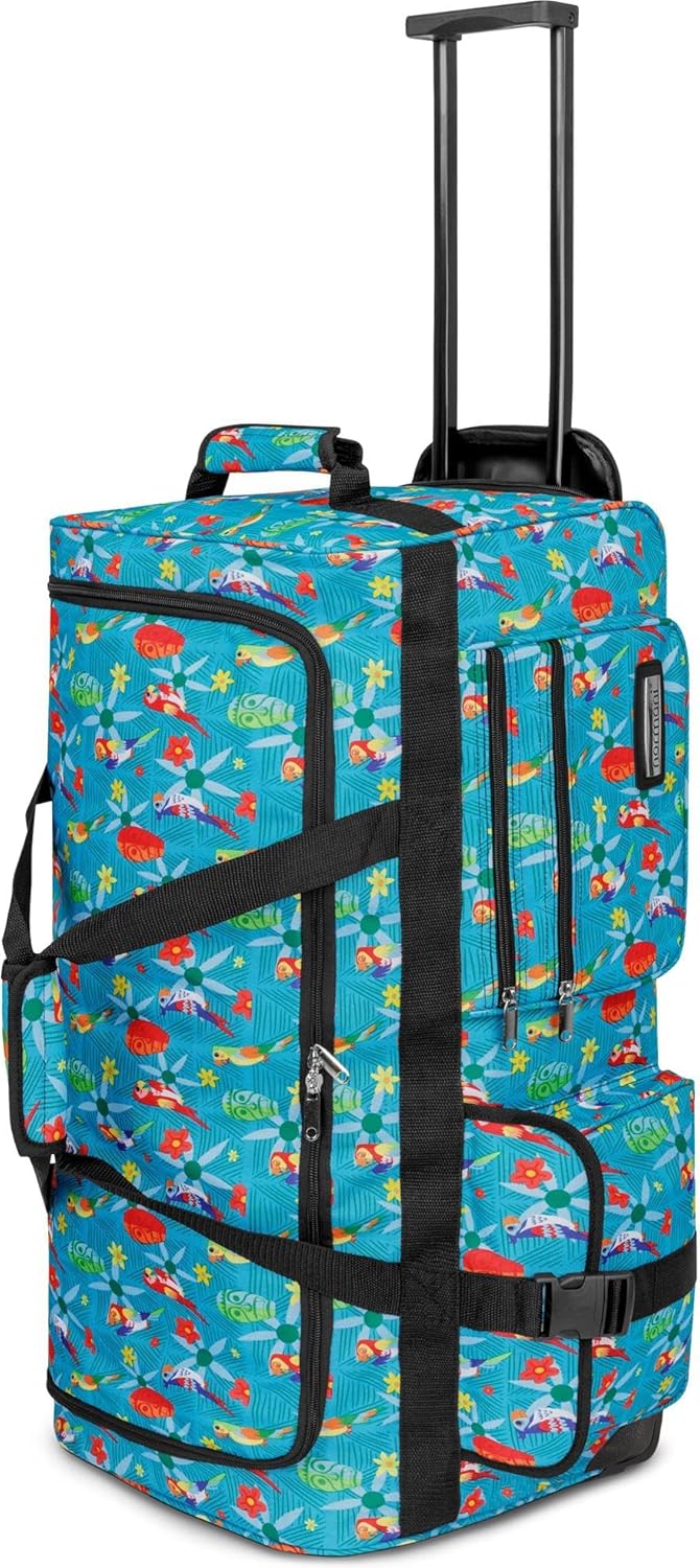 normani Jumbo Reisetasche XXL Trolly mit Rollen aus robustem Material Farbe Papagei / 80 Liter Papag