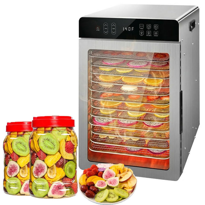 800w Dörrgerät 12 Edelstahl-Einschübe 10.9ft² Dörrfläche digitaler Timer Temperaturregelung 86℉-194℉