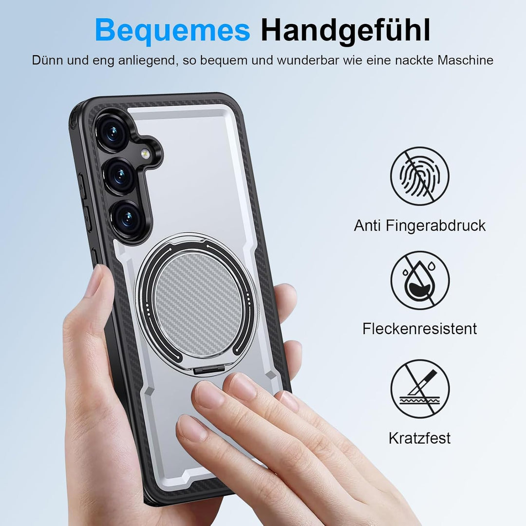 Handyhülle für Samsung Galaxy S24/S25 Hülle fit für Mag-Safe, 360 Grad Magnetisch Metall Ring Handyt